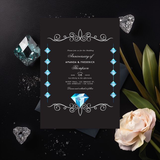 Convite de Aniversário de Casamento de Diamante (Criador carregado)
