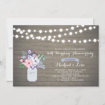 Convite de Aniversário de Casamento de Madeira Rús