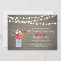 Convite de Aniversário de Casamento de Madeira Rús