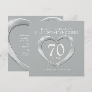 Convite de aniversário de casamento de platina cor