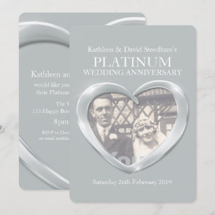 Convite de aniversário de casamento de platina em