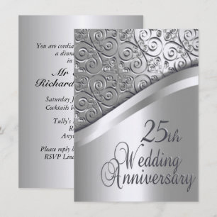 Convite de Aniversário de Casamento de Prata