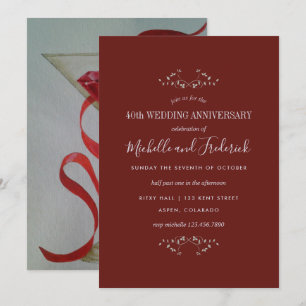 convite de aniversário de casamento de rubi 40 ano