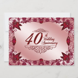 Convite de Aniversário de Casamento de Rubi 5.5x7.