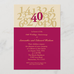 Convite de Aniversário de Casamento de Rubi nº 40