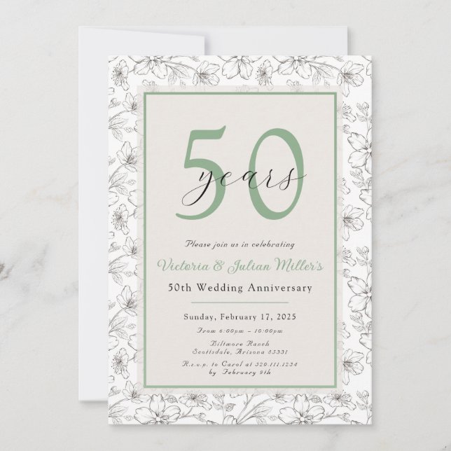 Convite de Aniversário de Casamento de Sábio Branc (Frente)