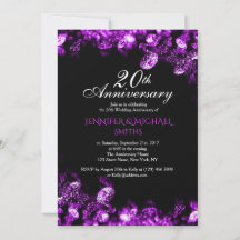 Convite de Aniversário de Casamento Diamante Roxo 