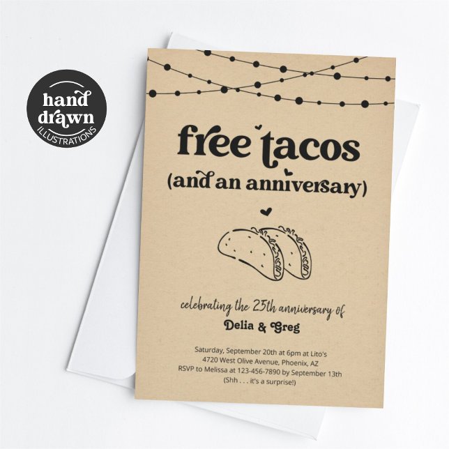 Convite de Aniversário de Casamento Divertido Taco (Criador carregado)