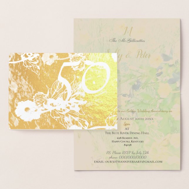 Convite de aniversário de casamento do Ouro 50 (Exibição)