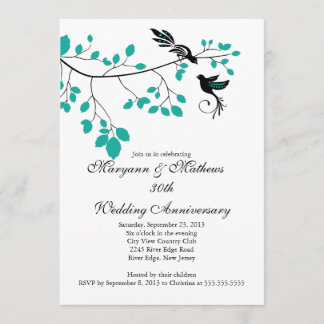 Convite de Aniversário de Casamento dos Pássaros d