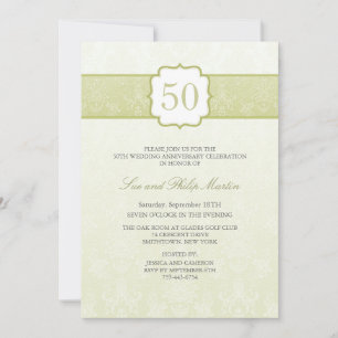 Convite de Aniversário de Casamento Dourado Floral