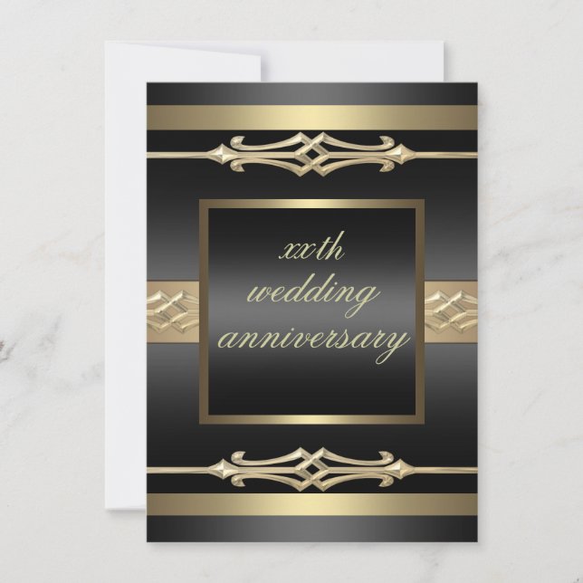 Convite de aniversário de casamento Elegante Doura (Frente)