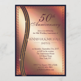 Convite de Aniversário de Casamento em Rosa Dourad