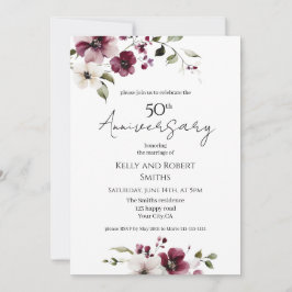 Convite de Aniversário de Casamento Floral Elegant