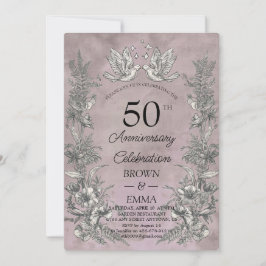 Convite de Aniversário de Casamento Floral Vintage