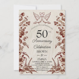 Convite de Aniversário de Casamento Floral Vintage