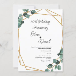 Convite de Aniversário de Casamento Folha de Esmer