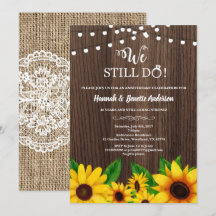 Convite de aniversário de casamento Girassol rústi