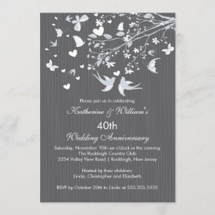Convite de Aniversário de Casamento Modern Love Bi
