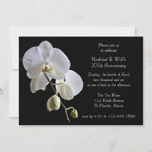 Convite de Aniversário de Casamento Orquídea Branc