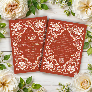 Convite de Aniversário de Casamento QR Shabby Chic