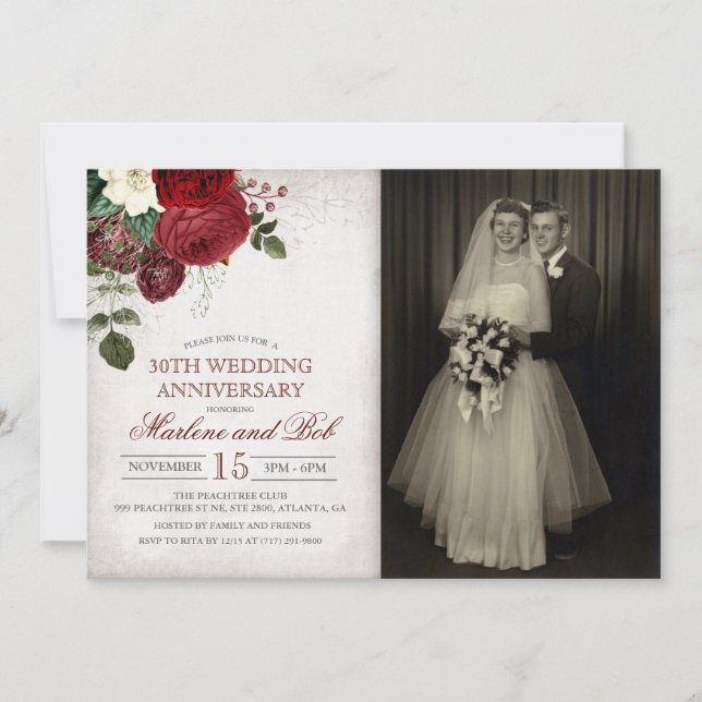 Convite de Aniversário de Casamento - QUALQUER ANO (Frente)