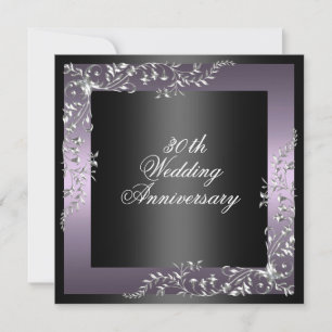 Convite de aniversário de casamento roxo elegante