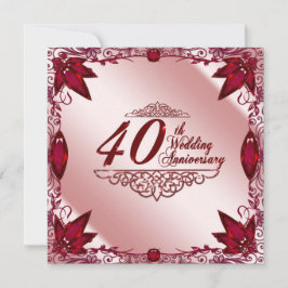 Convite de Aniversário de Casamento Ruby 40º 5.25x