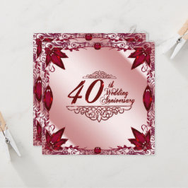 Convite de Aniversário de Casamento Ruby 40º 5.25x