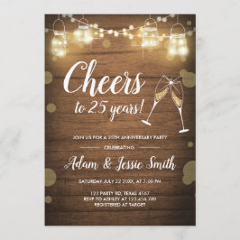 Convite de Aniversário de Casamento Rústico 25 ano