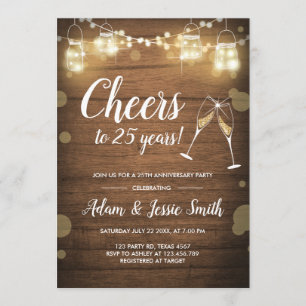 Convite de Aniversário de Casamento Rústico 25 ano