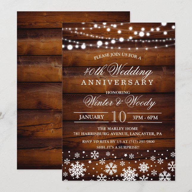 Convite de Aniversário de Casamento Rústico - QUAL (Frente/Verso)