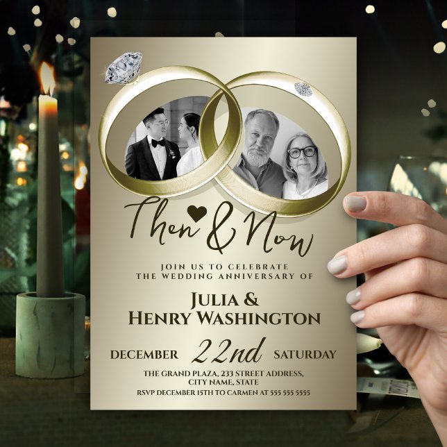 Convite de Aniversário de Casamento Then & Now (Criador carregado)