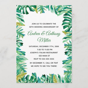 Convite de aniversário de casamento Tropical Botân