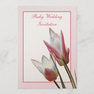 Convite de aniversário de casamento Tulip Ruby