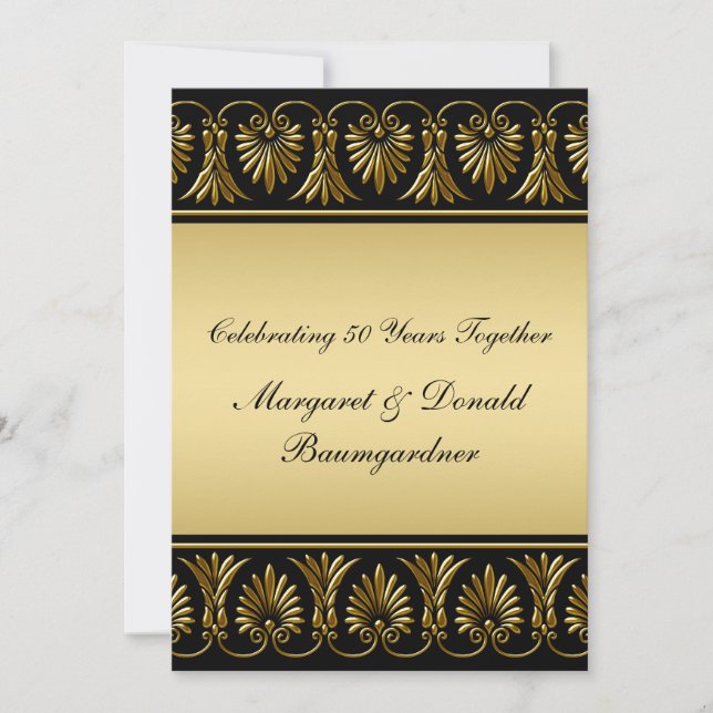 Convite de Aniversário de Casamento Vintage 50 ano (Frente)