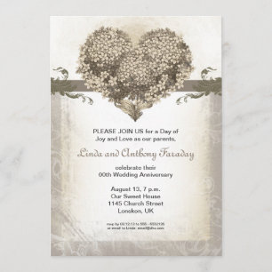 convite de aniversário de casamento vintage lindo