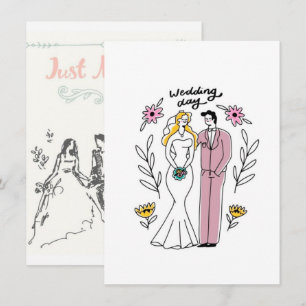 Convite de Aniversário de Casamento Vintage Sketch