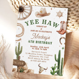 Convite de Aniversário de Caubói Western Vintage