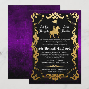 Convite de Aniversário de Cavaleiro Medieval Joust
