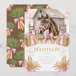 Convite de aniversário de cavalo Blush Barn para m