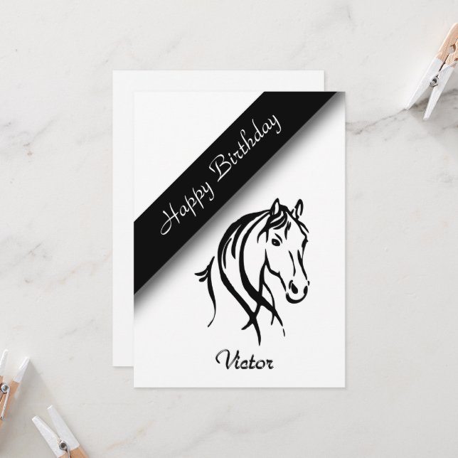 Convite de Aniversário de Cavalo Branco Simples (Frente/Verso In Situ)