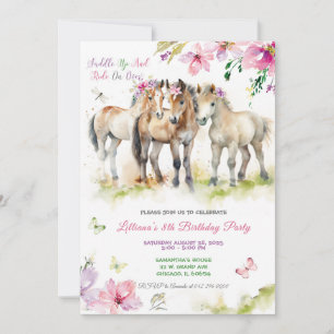 Convite de Aniversário de Cavalo Rosa Roxo