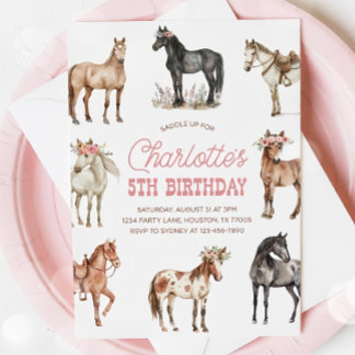 Convite de aniversário de cavalos, convite de pône