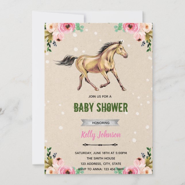 Convite de aniversário de chá de bebê cowgirl cava (Frente)