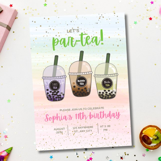 Convite de Aniversário de Chá de Boba, Chá de Bolh (Criador carregado)