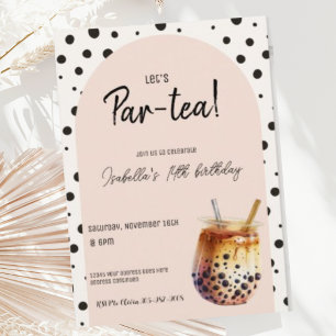 Convite de Aniversário de Chá de Boba Moderno