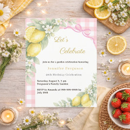 Convite de aniversário de chá de jardim gingham ro