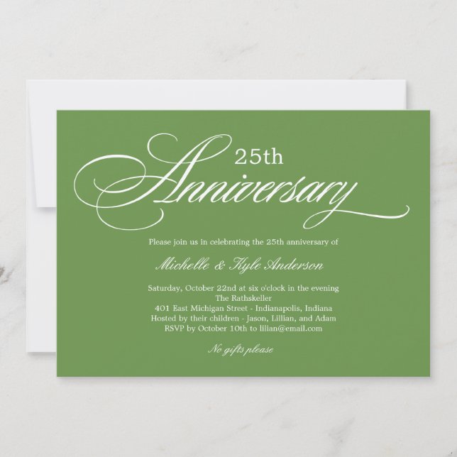 Convite de Aniversário de Charming Script - Verde (Frente)