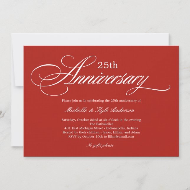 Convite de Aniversário de Charming Script - Vermel (Frente)